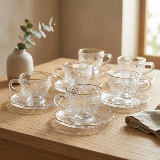 Coffee Cup and Saucer Set - 12 Pcs